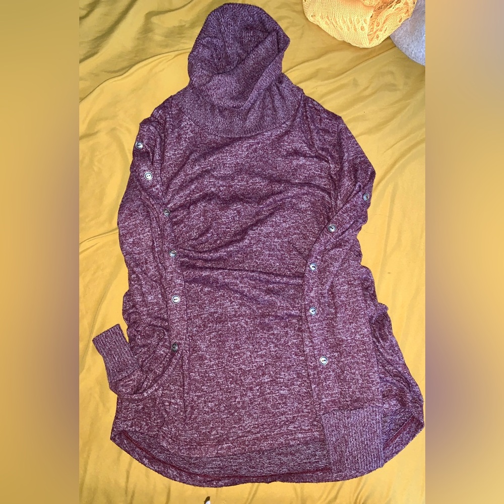 Pink Clover Purple Cowl Neck Sweater